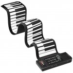 Lujex Upgrade Portable 61 Keys Roll-Up Flexible Electronic Piano Keyboard with Full Soft Responsive Keys Built-in Speaker
