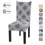 Fuloon Super Fit Stretch Removable Washable Short Dining Chair Protector Cover Seat Slipcover for Hotel,Dining Room,Ceremony,Banquet Wedding Party (6 Per Set, D)