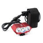 Pellor Rechargeable 3600 Lumens 3x CREE XML T6 LED Cycling Bicycle Bike Light Lamp Headlight(Red)
