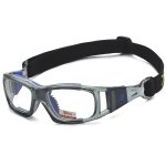 Pellor Goggles Sports Glasses with Adjustable Elastic Wrap Strap Safety Eyewear Glasses For Soccer Basketball Motorcycle Outdoor Sports (Blue)