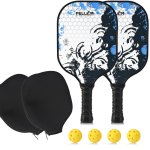 PELLOR Pickleball Paddle Set Lightweight Graphite Pickleball Rackets Honeycomb Core Pickle Ball Racket with 2 Covers and 4 Pickleball