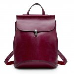 Zicac Women's Leather Backpack Casual Daypack (M, Wine Red)