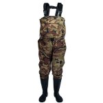 PELLOR Fishing Hunting Chest Waders Camo Hunting Bootfoot with Waterproof Nylon/PVC Cleated Wading Boots (Camo, 7)