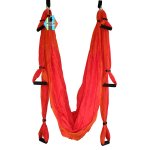 Pellor Large Bearing Deluxe Dichromatic Yoga Swing Aerial Hammock, Red & Orange