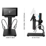 Koolertron 5 inch LCD 1080P Digital Microscope Wireless Remote Control Up to 560x Magnification with Adjustable Stand, USB/HDMI/AV Output Camera Video Recorder with 8 LED Adjustable Light Source