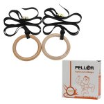Pellor Wooden Gymnastic Rings Gym Workout Exercise with Buckles Straps
