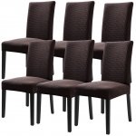 Fuloon Super Fit Stretch Removable Washable Short Dining Chair Protector Cover Seat Slipcover for Hotel,Dining Room,Ceremony,Banquet Wedding Party (6 Per Set, CB)