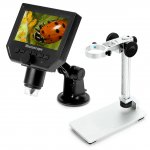 Koolertron 4.3" LCD Digital USB Microscope Magnifier with Adjustable Stand 1-600X Continuous Magnification Zoom,8 LED Adjustable Light Source,Rechargeable Lithium Battery,Camera Video Recorder
