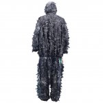 PELLOR 3D Camouflage Hooded Clothing Ghillie Suit Camouflage Camo Jacket Suit for Outdoor Hunting Bird Watching (Black)