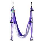 Pellor Large Bearing Deluxe Dichromatic Yoga Swing Aerial Hammock, White & Violet