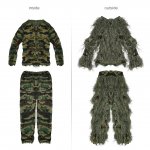 PELLOR Children Kids 3D Broken Filament Camouflage Clothing Ghillie Suit Camouflage Suit for Outdoor Jungle Woodland Hunting Bird Watching CS