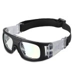 Pellor Goggles Sports Glasses with Adjustable Elastic Wrap Strap Safety Eyewear Glasses For Soccer Basketball Motorcycle Outdoor Sports (Black 02)